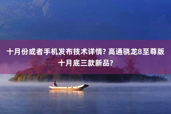 十月份或者手机发布技术详情? 高通骁龙8至尊版十月底三款新品?