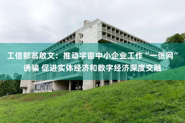 工信部翁啟文：推动宇宙中小企业工作“一张网”诱骗 促进实体经济和数字经济深度交融